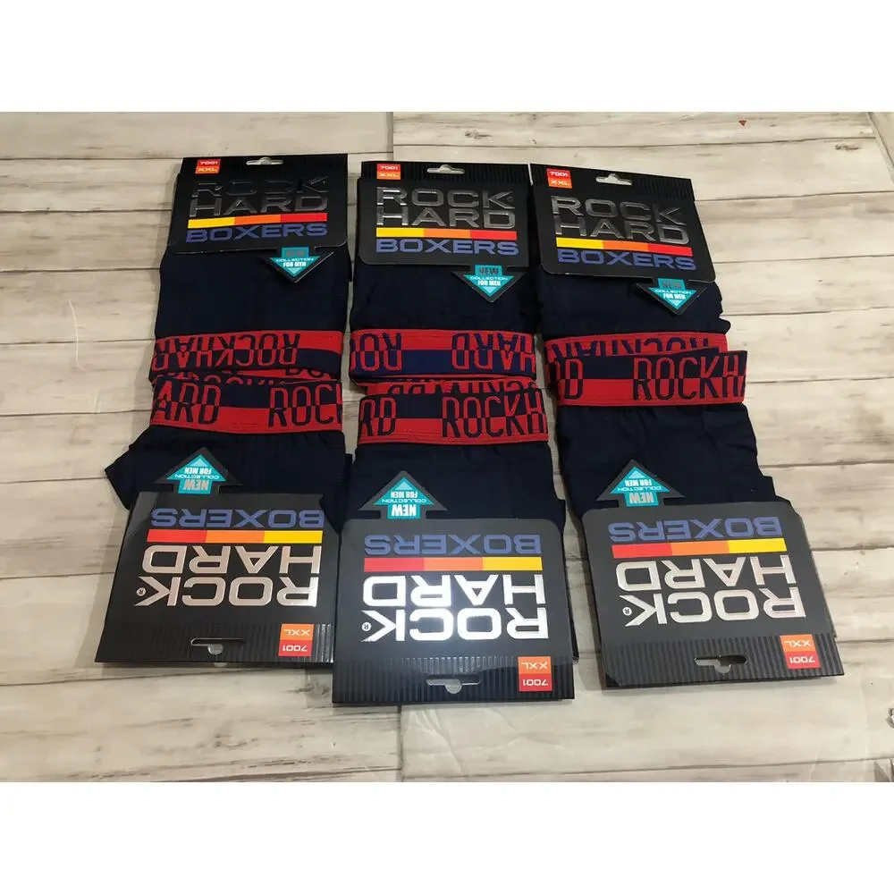 Rock Hard Boxer Trunks Mens Large Blue Slim Fit Briefs Black Cotton 6 Pack A3